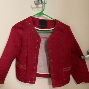 Retro-style Harlowe and Graham red stud jacket (S)